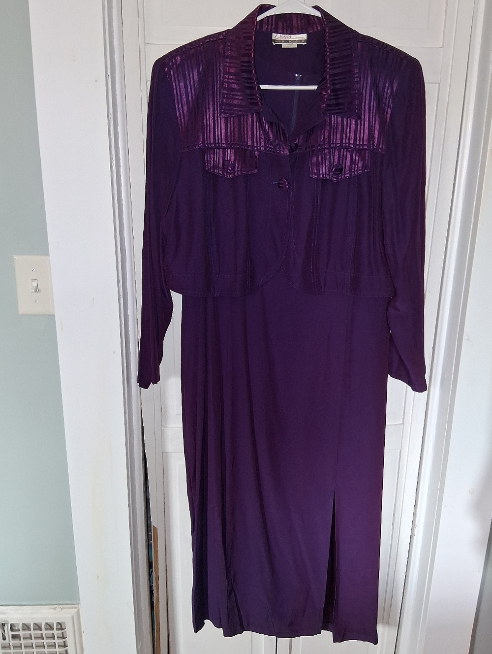 Vintage Diana Marco Women's Long Sleeve Purple Dress with Matching Jacket
